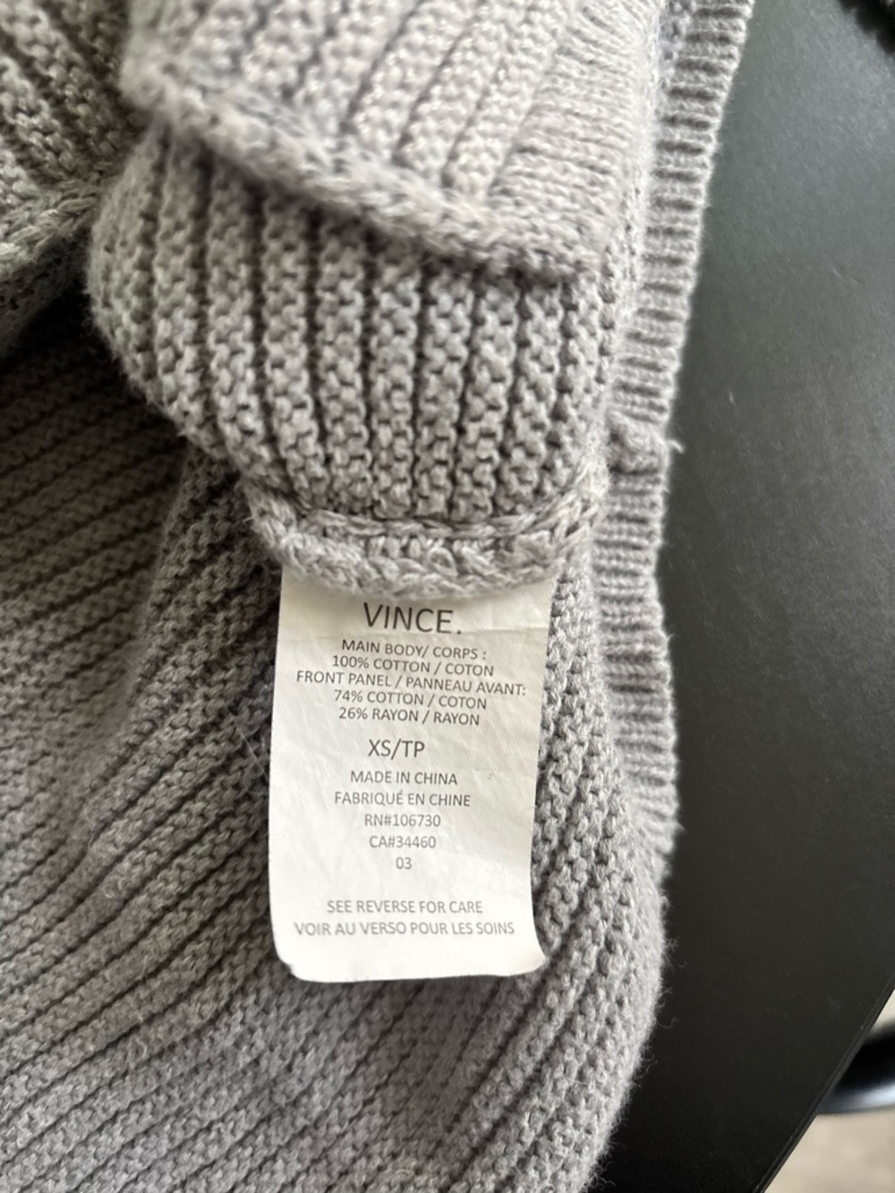Vince Light Gray Ribbed Open-Front Cardigan - Picture 5 of 5